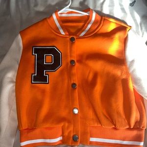 Orange varsity jacket